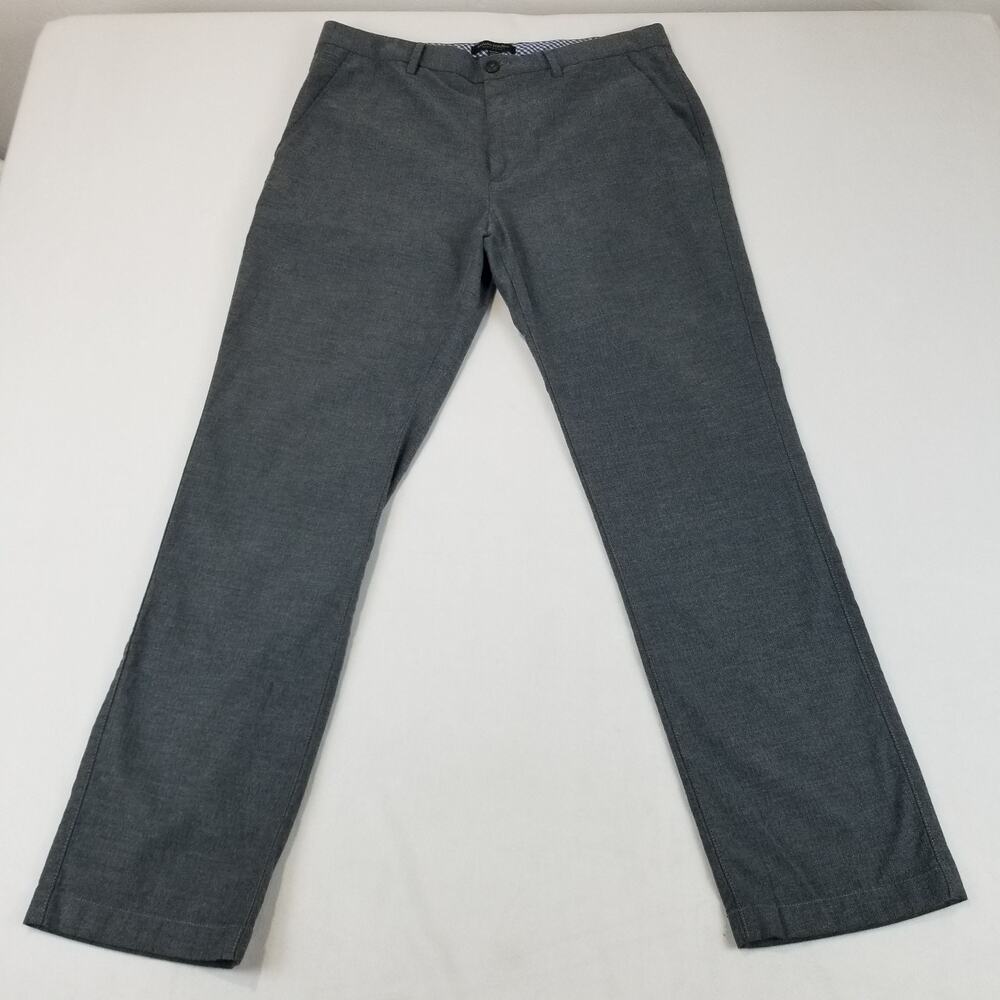 Banana Republic Kentfield Pants Mens 33x30 Gray Herringbone Cotton Chino